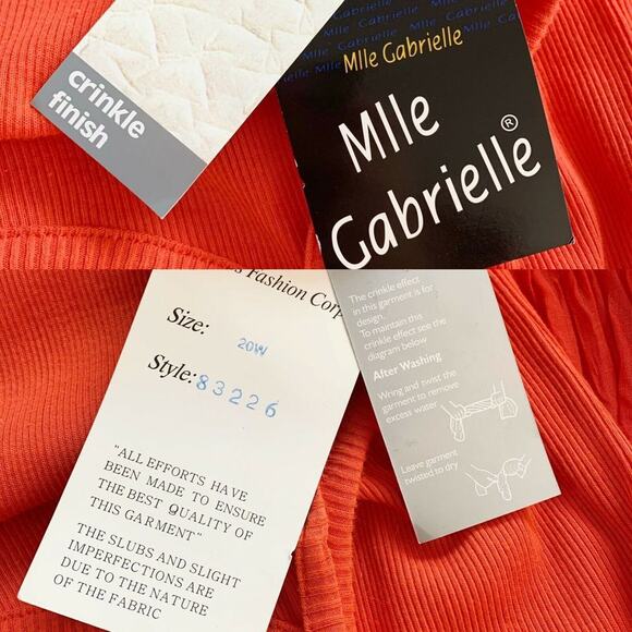 Mlle Gabrielle Dress Orange Maxi 20W Stretch Top Crinkle Finish Beaded New - Picture 7 of 12